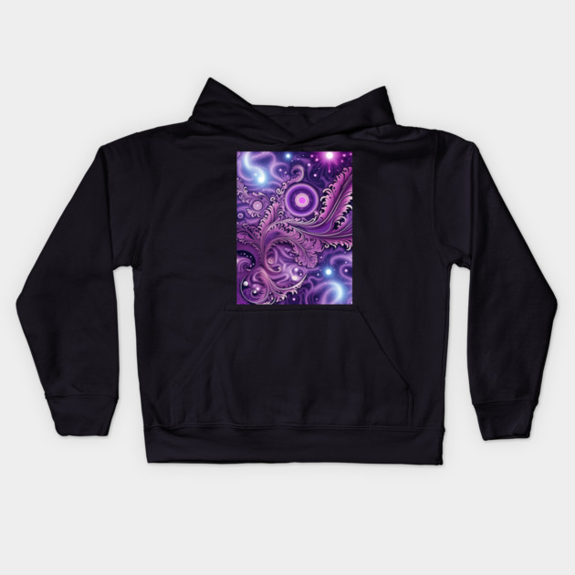 Other Worldly Designs- nebulas, stars, galaxies, planets with feathers Kids Hoodie by BirdsnStuff
