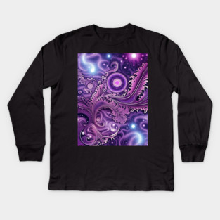 Other Worldly Designs- nebulas, stars, galaxies, planets with feathers Kids Long Sleeve T-Shirt