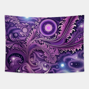 Other Worldly Designs- nebulas, stars, galaxies, planets with feathers Tapestry
