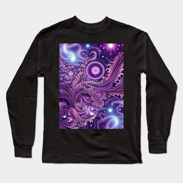 Other Worldly Designs- nebulas, stars, galaxies, planets with feathers Long Sleeve T-Shirt by BirdsnStuff