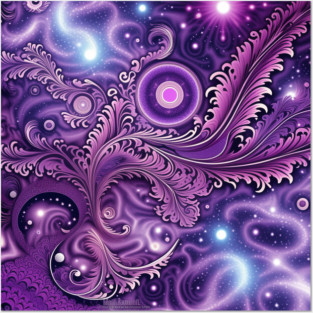 Other Worldly Designs- nebulas, stars, galaxies, planets with feathers Posters and Art