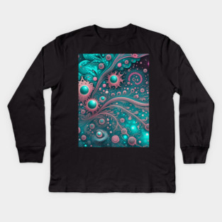 Other Worldly Designs- nebulas, stars, galaxies, planets with feathers Kids Long Sleeve T-Shirt