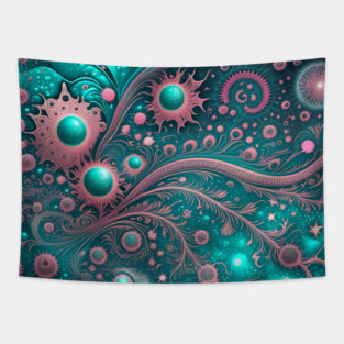 Other Worldly Designs- nebulas, stars, galaxies, planets with feathers Tapestry