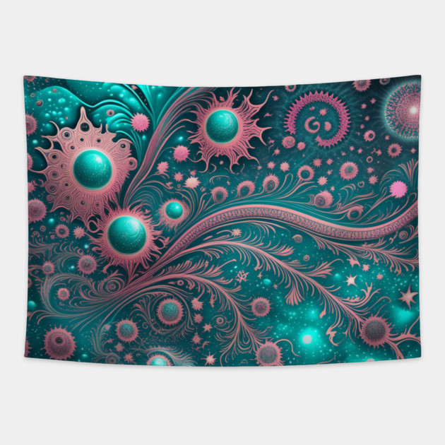 Other Worldly Designs- nebulas, stars, galaxies, planets with feathers Tapestry by BirdsnStuff