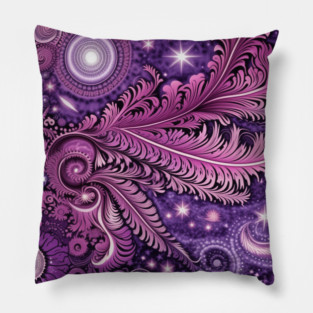 Other Worldly Designs- nebulas, stars, galaxies, planets with feathers Pillow