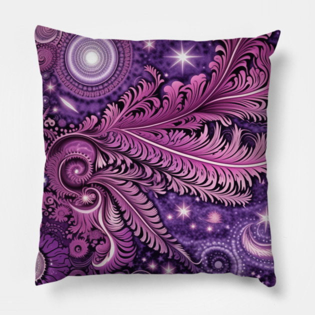 Other Worldly Designs- nebulas, stars, galaxies, planets with feathers Pillow by BirdsnStuff