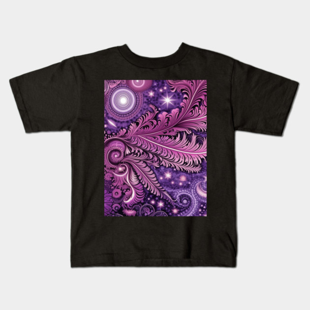 Other Worldly Designs- nebulas, stars, galaxies, planets with feathers Kids T-Shirt by BirdsnStuff