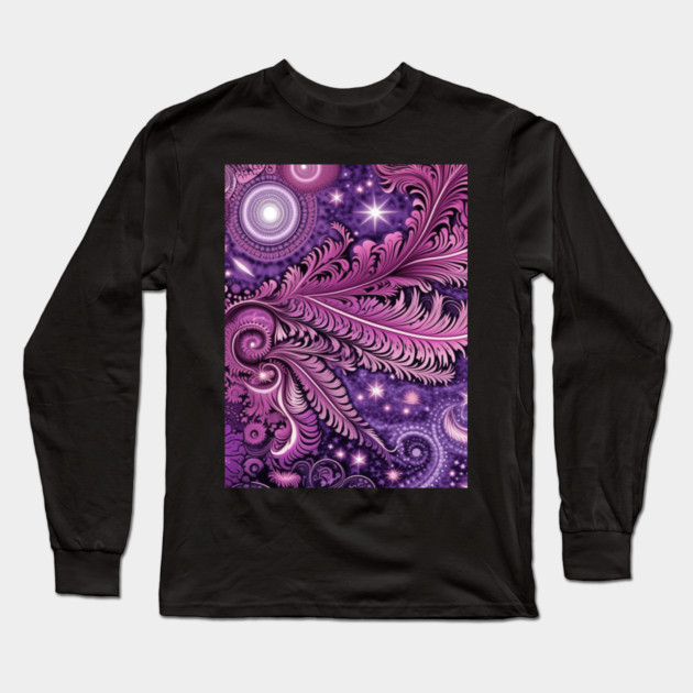 Other Worldly Designs- nebulas, stars, galaxies, planets with feathers Long Sleeve T-Shirt by BirdsnStuff