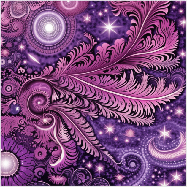 Other Worldly Designs- nebulas, stars, galaxies, planets with feathers Wall Art by BirdsnStuff