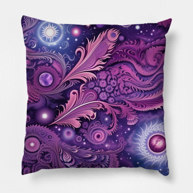 Other Worldly Designs- nebulas, stars, galaxies, planets with feathers Pillow by BirdsnStuff
