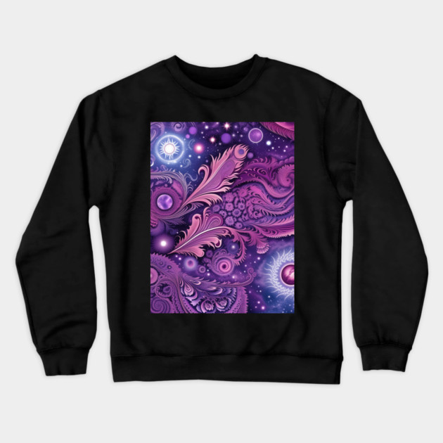 Other Worldly Designs- nebulas, stars, galaxies, planets with feathers Crewneck Sweatshirt by BirdsnStuff