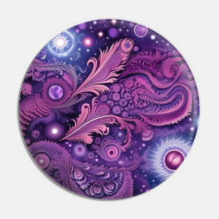 Other Worldly Designs- nebulas, stars, galaxies, planets with feathers Pin