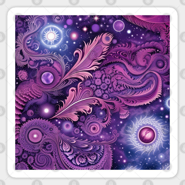 Other Worldly Designs- nebulas, stars, galaxies, planets with feathers Sticker by BirdsnStuff