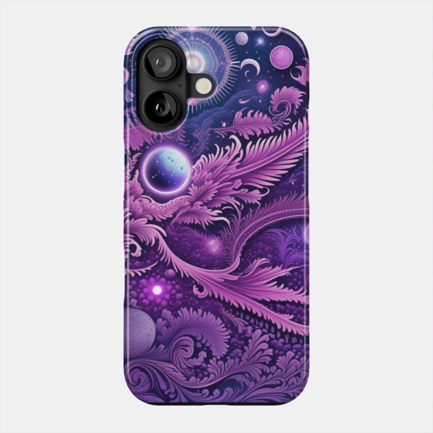 Other Worldly Designs- nebulas, stars, galaxies, planets with feathers Phone Case by BirdsnStuff