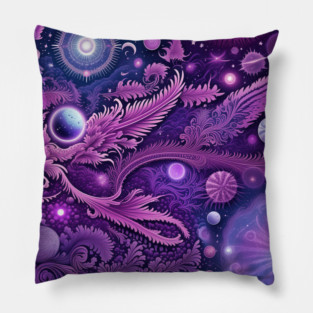 Other Worldly Designs- nebulas, stars, galaxies, planets with feathers Pillow