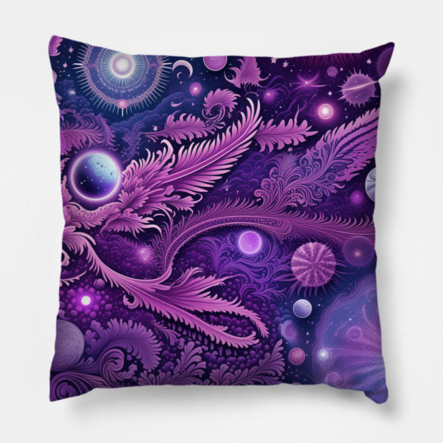 Other Worldly Designs- nebulas, stars, galaxies, planets with feathers Pillow by BirdsnStuff