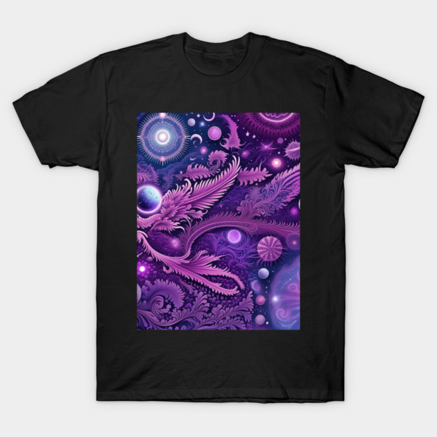Other Worldly Designs- nebulas, stars, galaxies, planets with feathers T-Shirt by BirdsnStuff