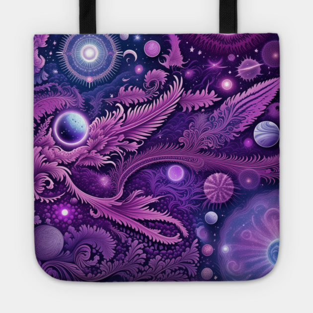 Other Worldly Designs- nebulas, stars, galaxies, planets with feathers Tote by BirdsnStuff