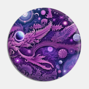 Other Worldly Designs- nebulas, stars, galaxies, planets with feathers Pin