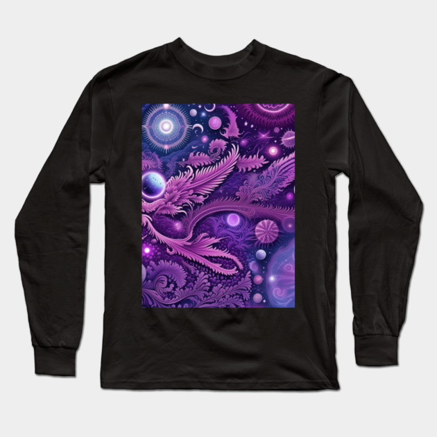 Other Worldly Designs- nebulas, stars, galaxies, planets with feathers Long Sleeve T-Shirt by BirdsnStuff