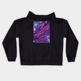 Other Worldly Designs- nebulas, stars, galaxies, planets with feathers Kids Hoodie