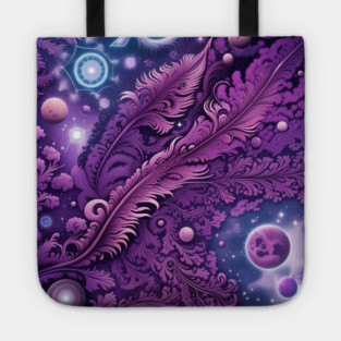 Other Worldly Designs- nebulas, stars, galaxies, planets with feathers Tote
