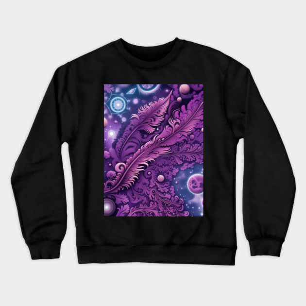 Other Worldly Designs- nebulas, stars, galaxies, planets with feathers Crewneck Sweatshirt by BirdsnStuff