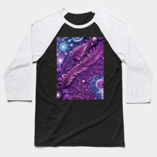 Other Worldly Designs- nebulas, stars, galaxies, planets with feathers Baseball T-Shirt