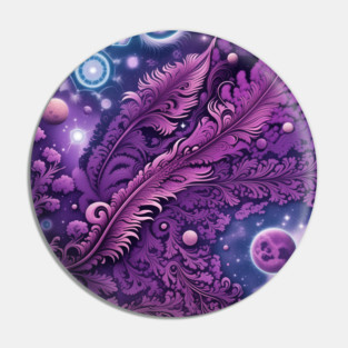 Other Worldly Designs- nebulas, stars, galaxies, planets with feathers Pin