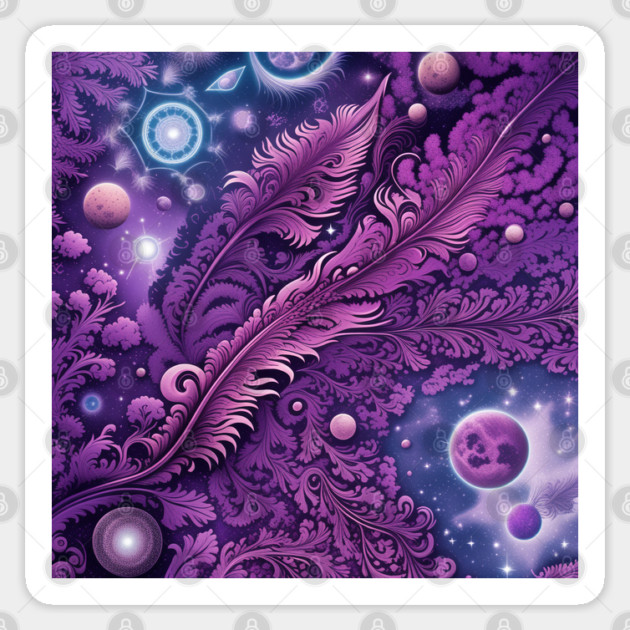 Other Worldly Designs- nebulas, stars, galaxies, planets with feathers Sticker by BirdsnStuff
