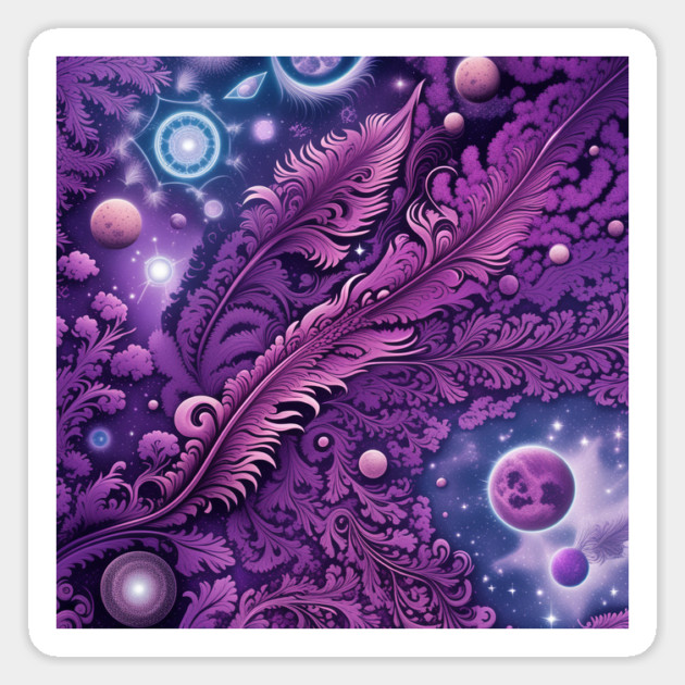 Other Worldly Designs- nebulas, stars, galaxies, planets with feathers Magnet by BirdsnStuff