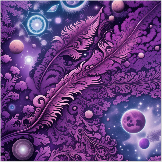 Other Worldly Designs- nebulas, stars, galaxies, planets with feathers Wall Art by BirdsnStuff