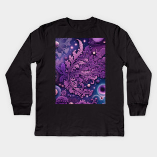 Other Worldly Designs- nebulas, stars, galaxies, planets with feathers Kids Long Sleeve T-Shirt