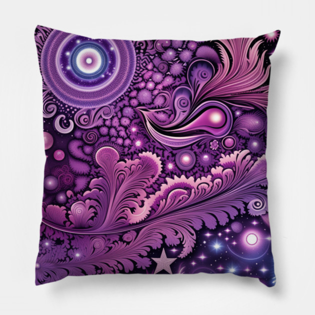 Other Worldly Designs- nebulas, stars, galaxies, planets with feathers Pillow by BirdsnStuff