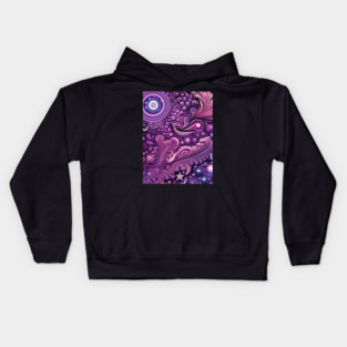 Other Worldly Designs- nebulas, stars, galaxies, planets with feathers Kids Hoodie