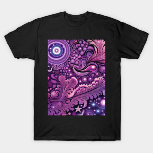 Other Worldly Designs- nebulas, stars, galaxies, planets with feathers T-Shirt