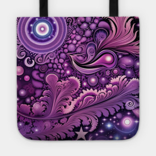 Other Worldly Designs- nebulas, stars, galaxies, planets with feathers Tote