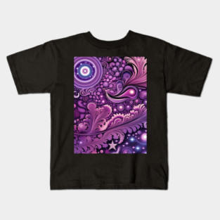 Other Worldly Designs- nebulas, stars, galaxies, planets with feathers Kids T-Shirt