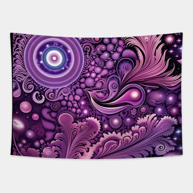 Other Worldly Designs- nebulas, stars, galaxies, planets with feathers Tapestry by BirdsnStuff
