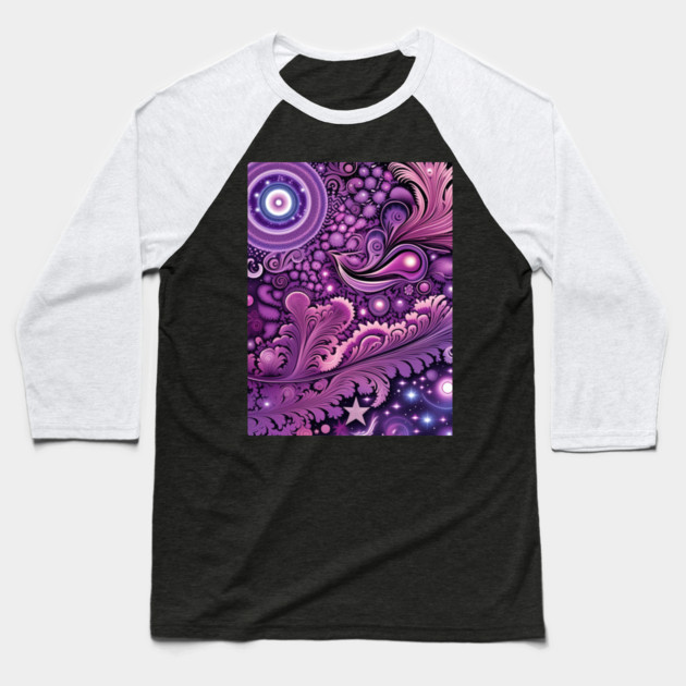 Other Worldly Designs- nebulas, stars, galaxies, planets with feathers Baseball T-Shirt by BirdsnStuff