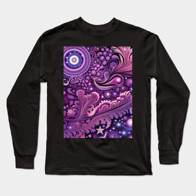 Other Worldly Designs- nebulas, stars, galaxies, planets with feathers Long Sleeve T-Shirt by BirdsnStuff