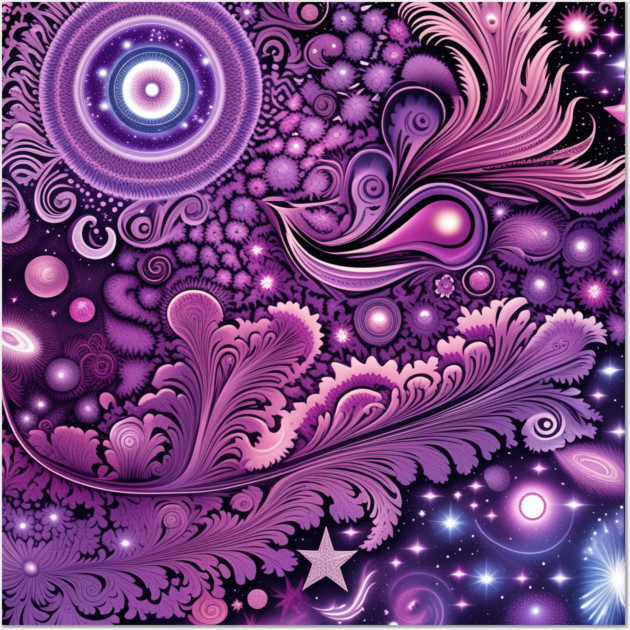 Other Worldly Designs- nebulas, stars, galaxies, planets with feathers Wall Art by BirdsnStuff