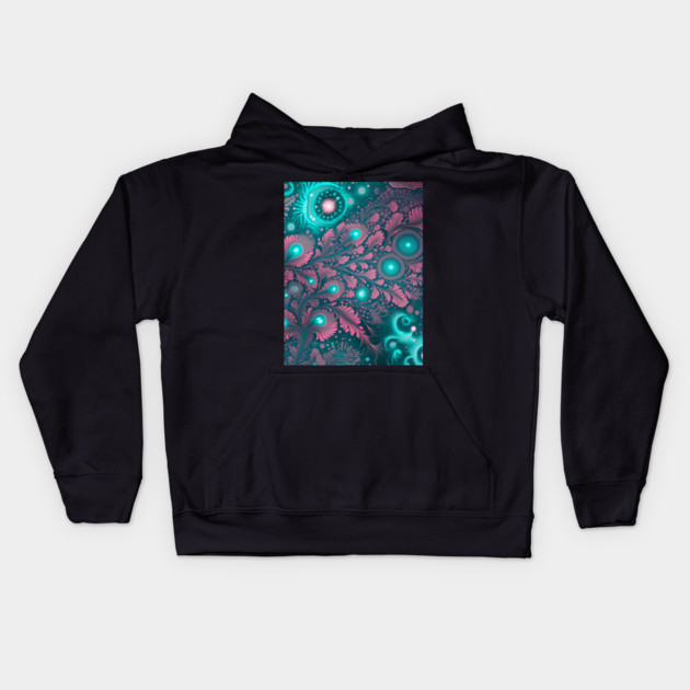Other Worldly Designs- nebulas, stars, galaxies, planets with feathers Kids Hoodie by BirdsnStuff