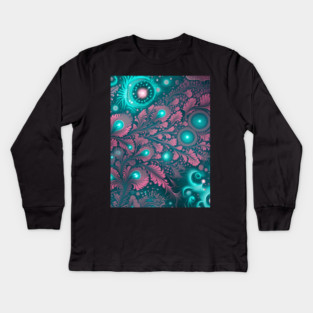 Other Worldly Designs- nebulas, stars, galaxies, planets with feathers Kids Long Sleeve T-Shirt