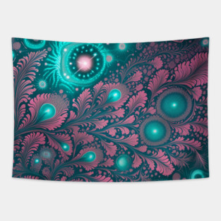 Other Worldly Designs- nebulas, stars, galaxies, planets with feathers Tapestry