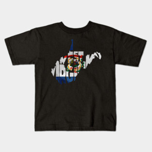 West Virginia Typo Map Kids T-Shirt