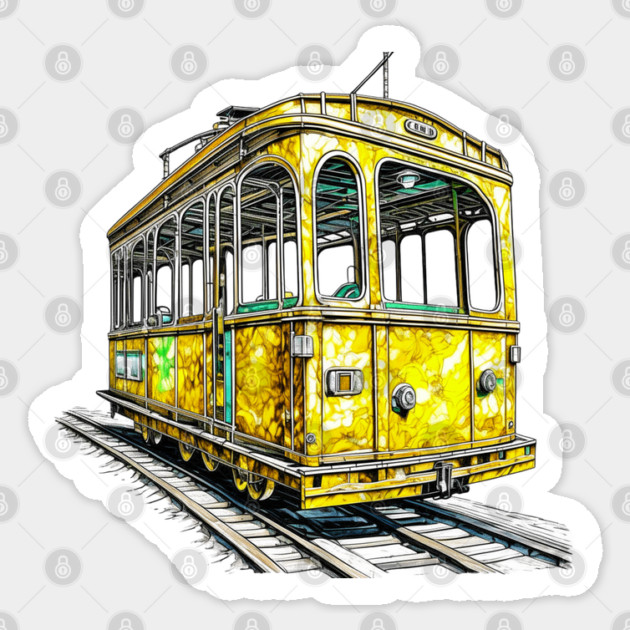 Yellow Cable Car Sticker by HolidayBug