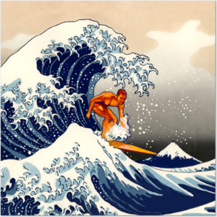 Great wave Surfer Posters and Art