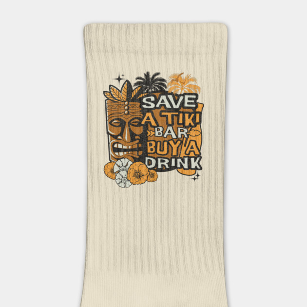 Distressed Save a Tiki Bar Buy a Drink Tropical flowers and Palm Trees by Joaddo