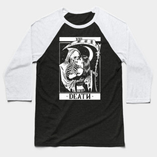 Blackcraft Vintage Death the Grim Reaper Kiss Tarot Card Baseball T-Shirt